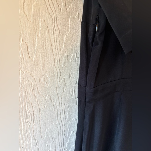 GAALA PARIS Alexane Black 100% Silk High Mock Neck MIDI Ruffle Evening Dress - Picture 5 of 17